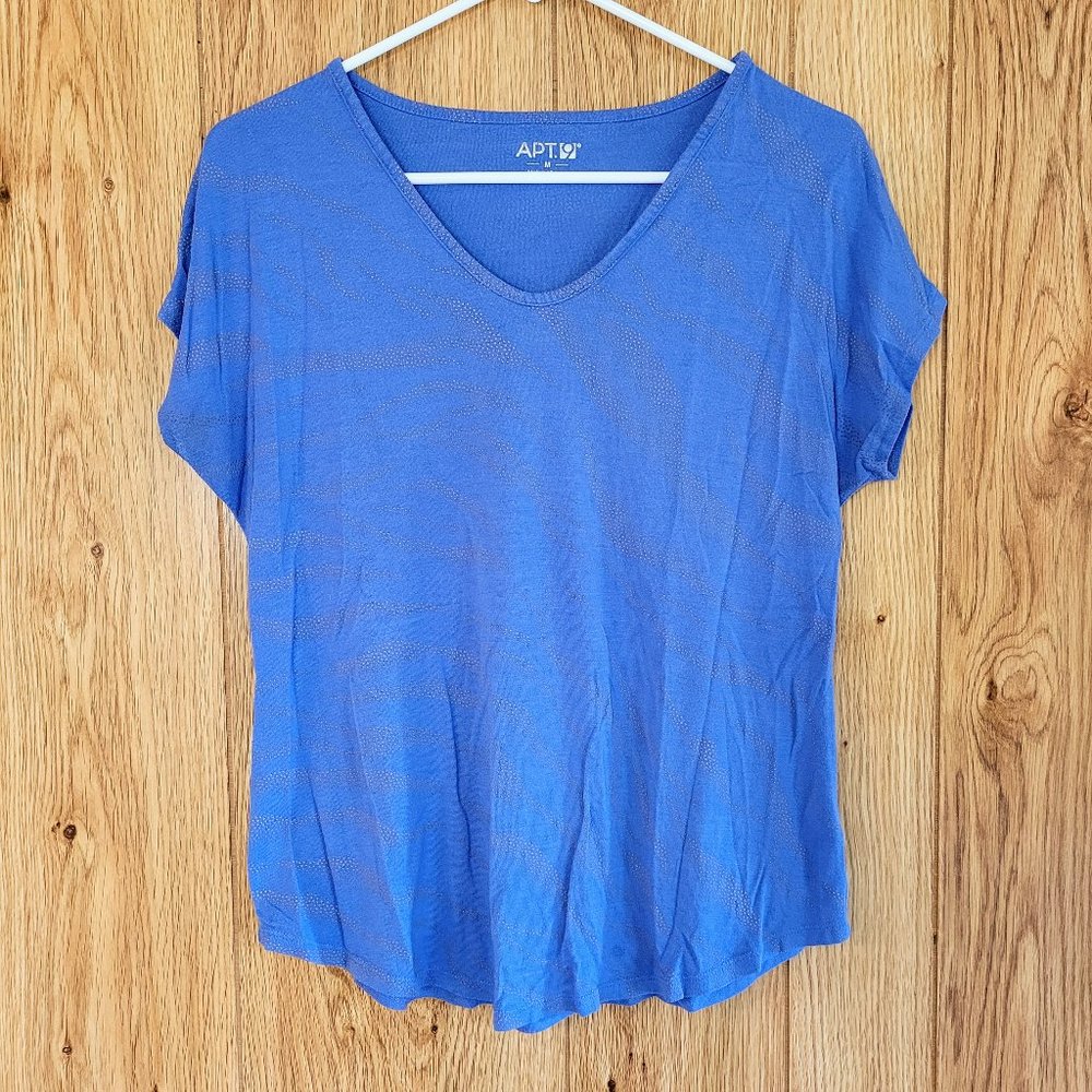 3/$20 Apt. 9 Blue Shirt w/ Textured Zebra Print